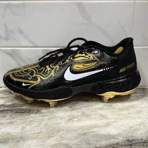 Nike Alpha Huarache Elite 3 Premium Low Metal Cleats Black Vivid Gold NEW Sz 7